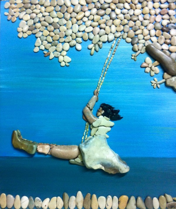 Creative art from stones find on the beach by Stefano Furlani