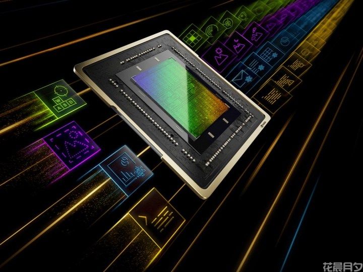 带有芯片和数据的 NVIDIA AI 概念图像